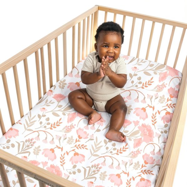 Floral Crib Sheet Set The Peanutshell Pink-4