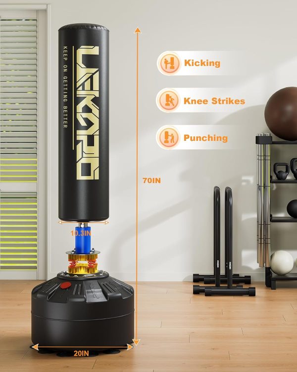 LEKÄRO Heavy Punching Bag Black Gold Freestanding-1