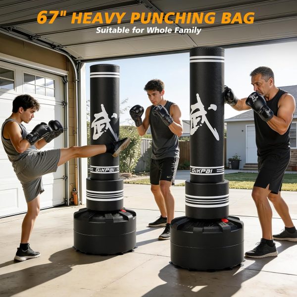 Freestanding Punching Bag GIKPAL Heavy Leather-2