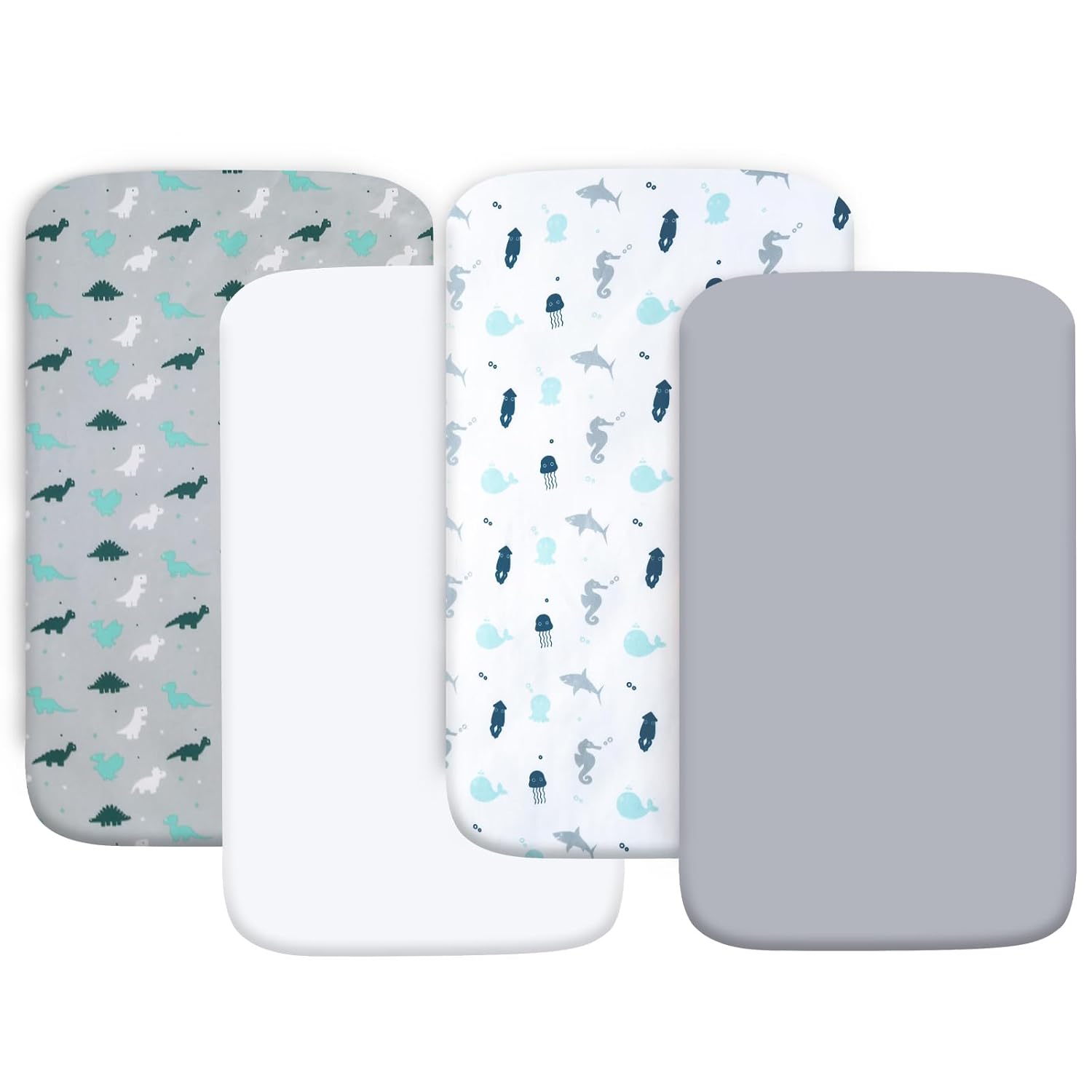 Baby sleeping on SPRINGSPIRIT grey‑white animal print crib sheet