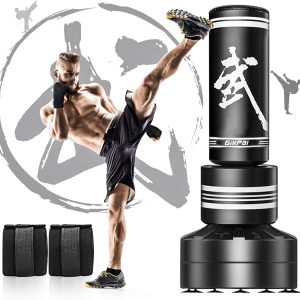 Freestanding Punching Bag GIKPAL Heavy Leather-0