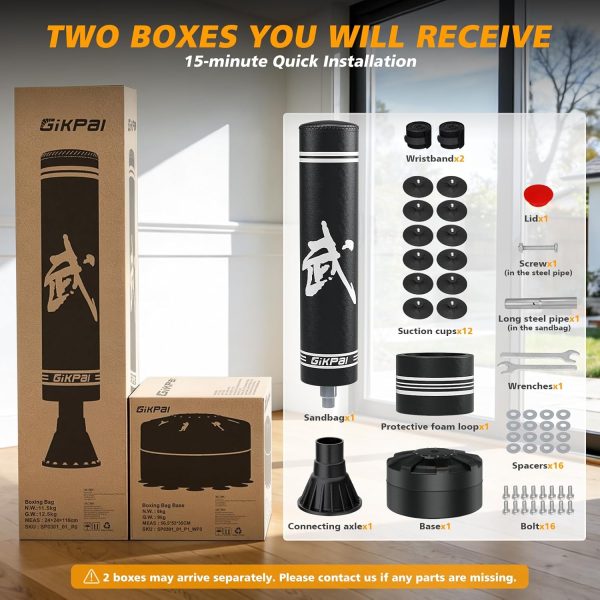 Freestanding Punching Bag GIKPAL Heavy Leather-6