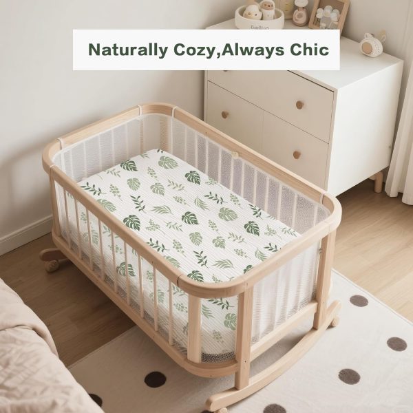 Coreeky Bassinet Sheet 100% Muslin Cotton Soft Fit-1