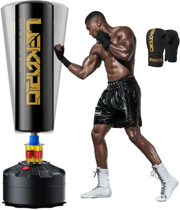 LEKÄRO Heavy Punching Bag Black Gold Freestanding-0