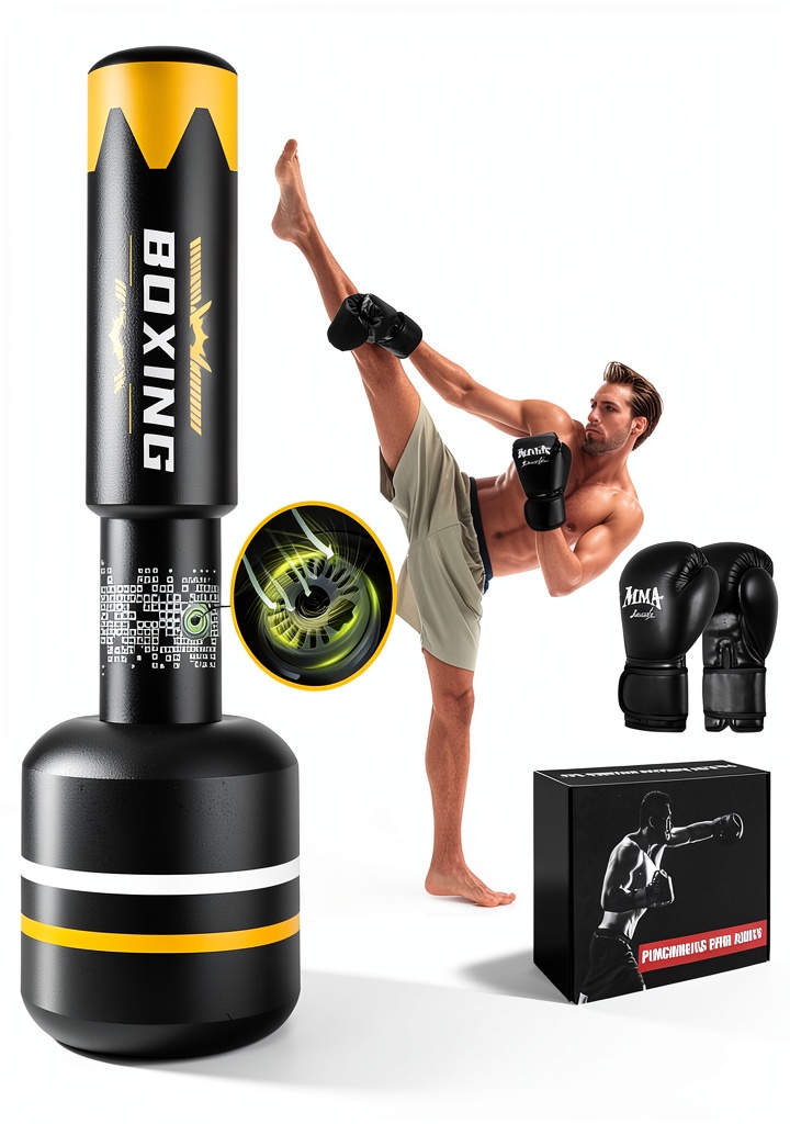 YORWHIN 69 inch freestanding punching bag with automatic pump