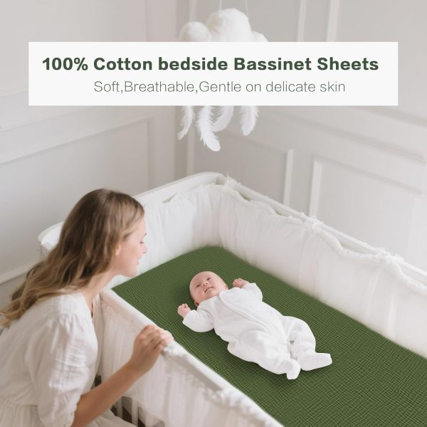 Coreeky Bassinet Sheet 100% Muslin Cotton Soft Fit-2