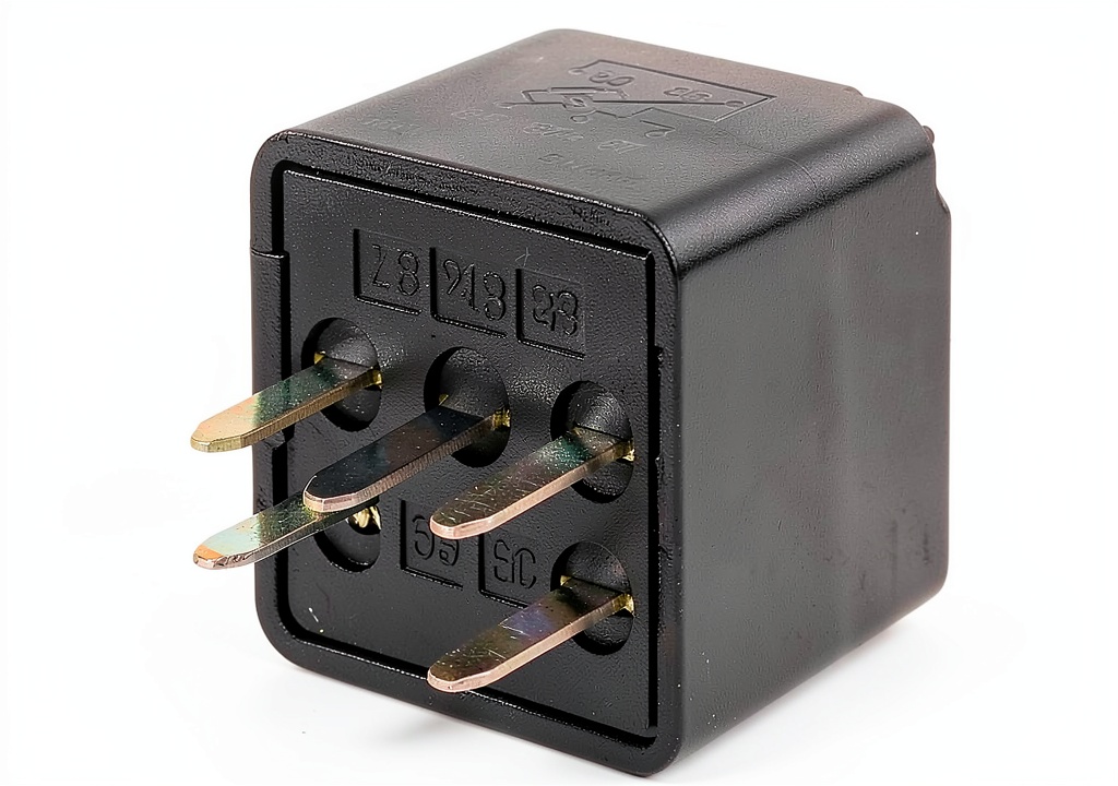 Four Seasons 36009 relay installed on a DIN rail in an automotive control panel