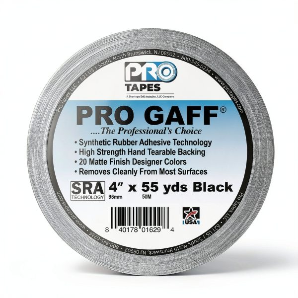 4" Width ProTapes Gaffer Tape - Matte Cloth, 11 mil, 55 yd Black-1