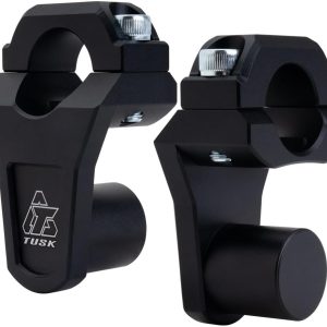 Tusk 2" Pivoting Bar Risers 1 1/8" Bar Clamp to 1-1/8" Handlebars – Universal Fit, Black-0