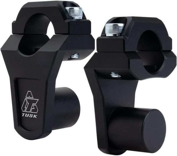 Tusk 2" Pivoting Bar Risers 1 1/8" Bar Clamp to 1-1/8" Handlebars – Universal Fit, Black-0