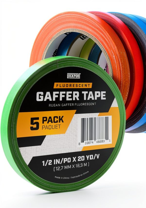 Lockport Colored Spike Tape Set 5-Pack Neon Gaffer Tape 1/2" x 20yd-0