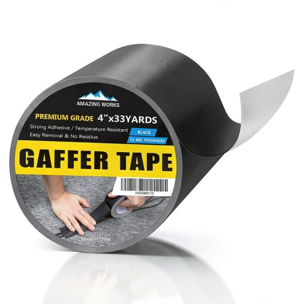 Gaffers Tape Amazing Works 4" x 33yd Waterproof Matte Black-0